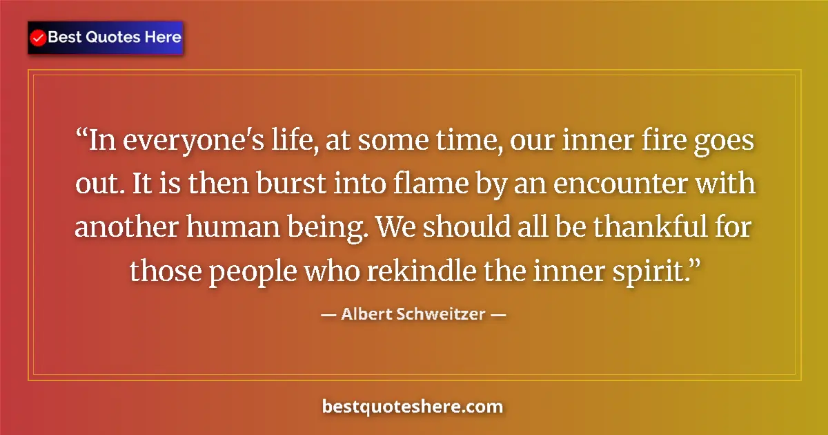 Quote by Albert Schweitzer: In everyone's life, at some time, our inner fire g