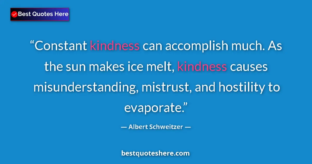 Quote by Albert Schweitzer: Constant kindness can accomplish much. As the sun