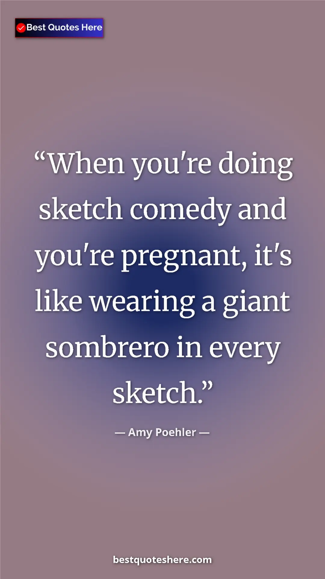 Pinterest quote poster by Amy Poehler: "When you're doing sketch comedy and you're pregnant, it's li"
