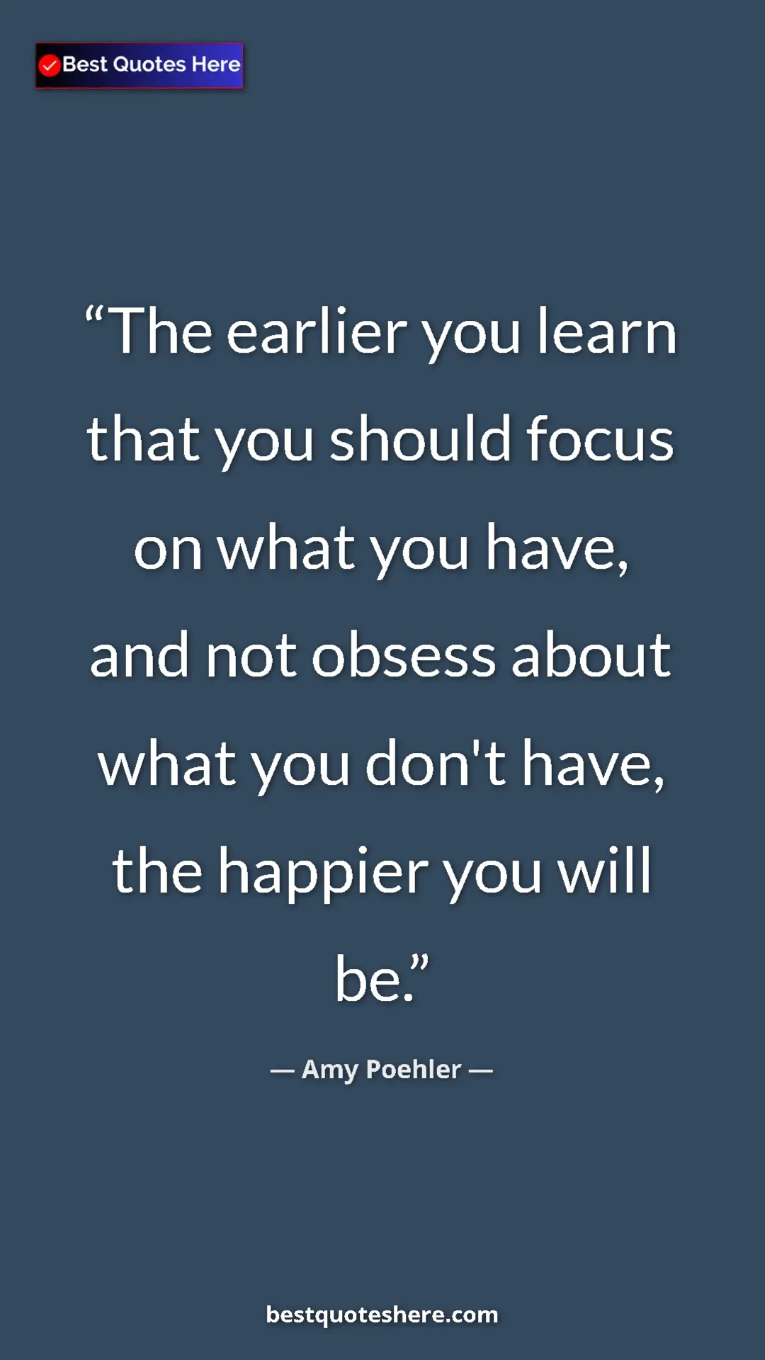 Amy Poehler Quote Card: "The earlier you learn that you should focus on what you..." Pinterest quote poster by Amy Poehler: "The earlier you learn that you should focus on what you..."