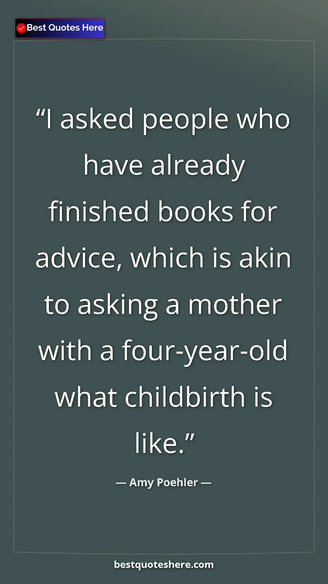 Pinterest quote poster by Amy Poehler: "I asked people who have already finished books for advice,..."