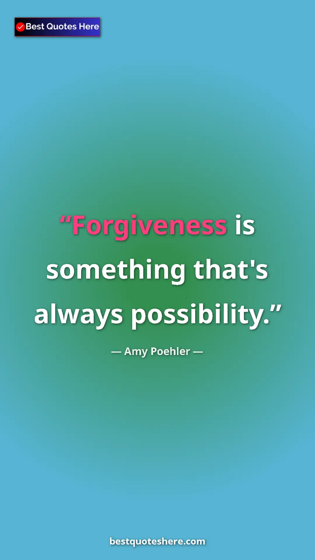 Pinterest quote poster by Amy Poehler: "Forgiveness is something that's always possibility."