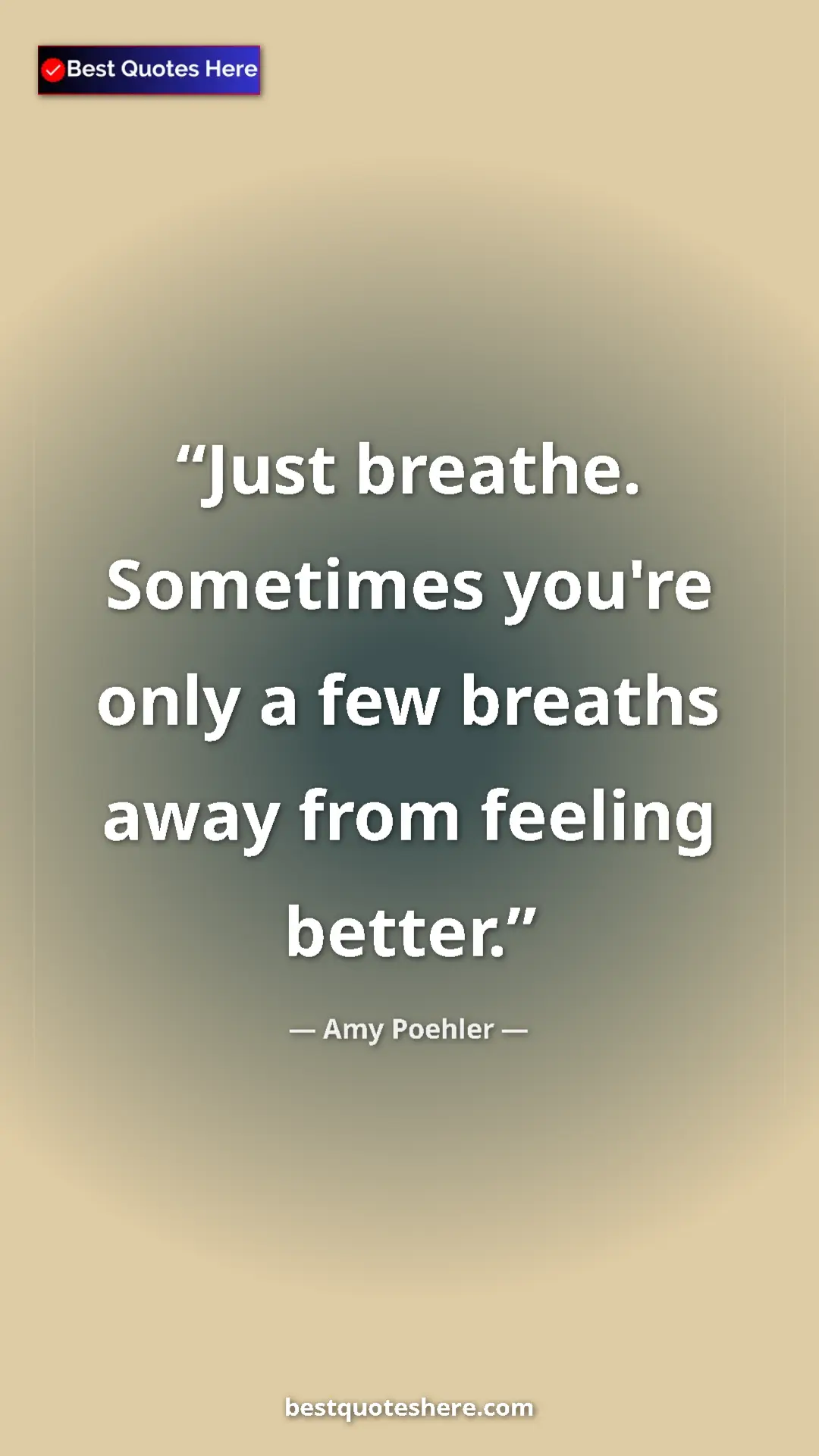 Pinterest quote poster by Amy Poehler: "Just breathe. Sometimes you're only a few breaths away from "