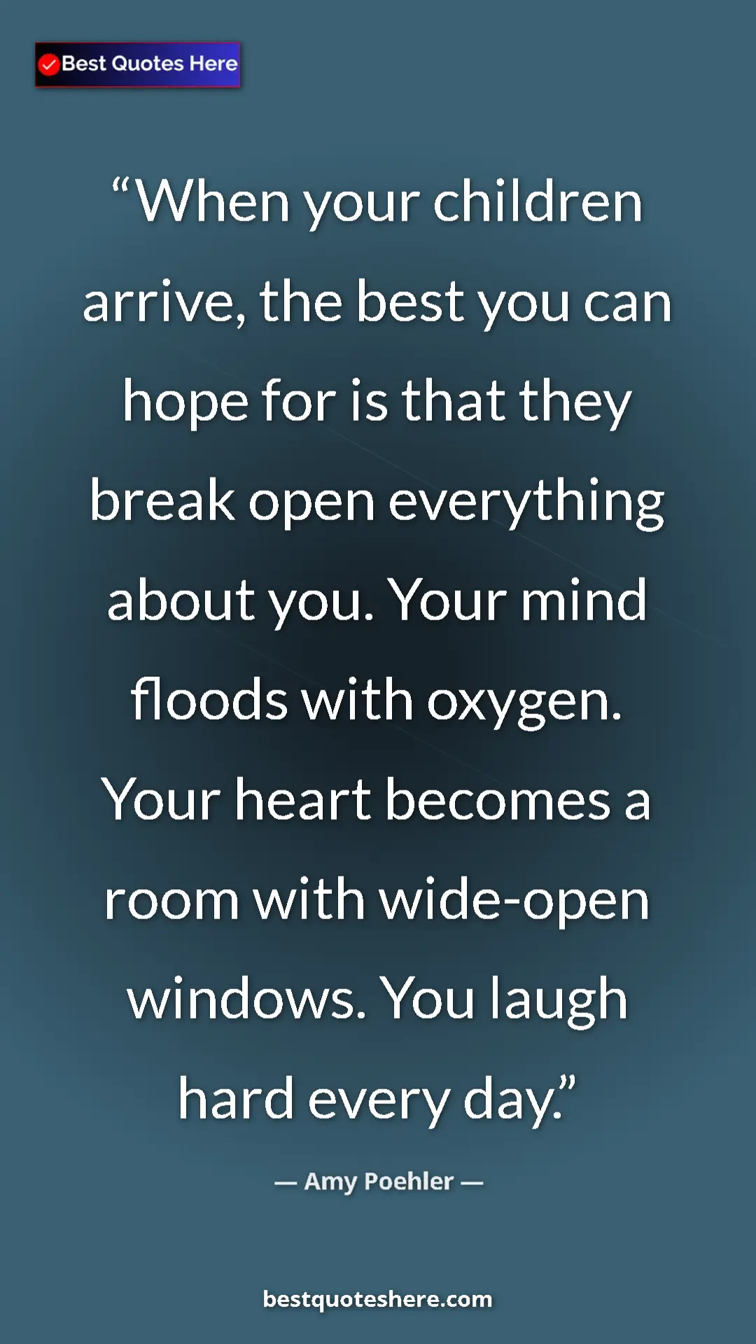 Pinterest quote poster by Amy Poehler: "When your children arrive, the best you can hope for is..."
