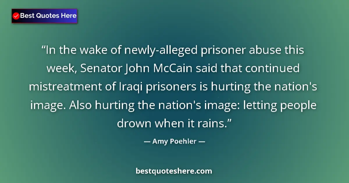 Quote by Amy Poehler: In the wake of newly-alleged prisoner abuse this week, Senator John McCain said that continued mistr...