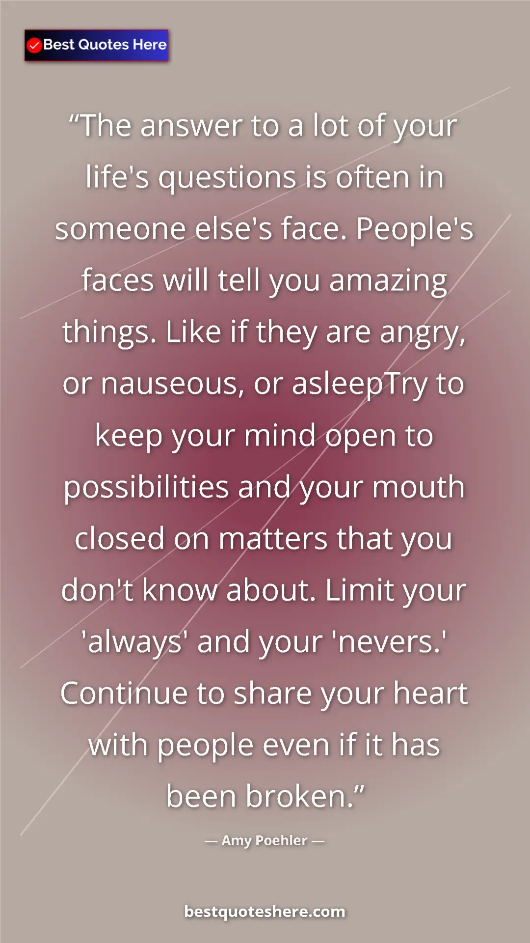 Amy Poehler Quote Card: "The answer to a lot of your life's questions is often in..." Pinterest quote poster by Amy Poehler: "The answer to a lot of your life's questions is often in..."