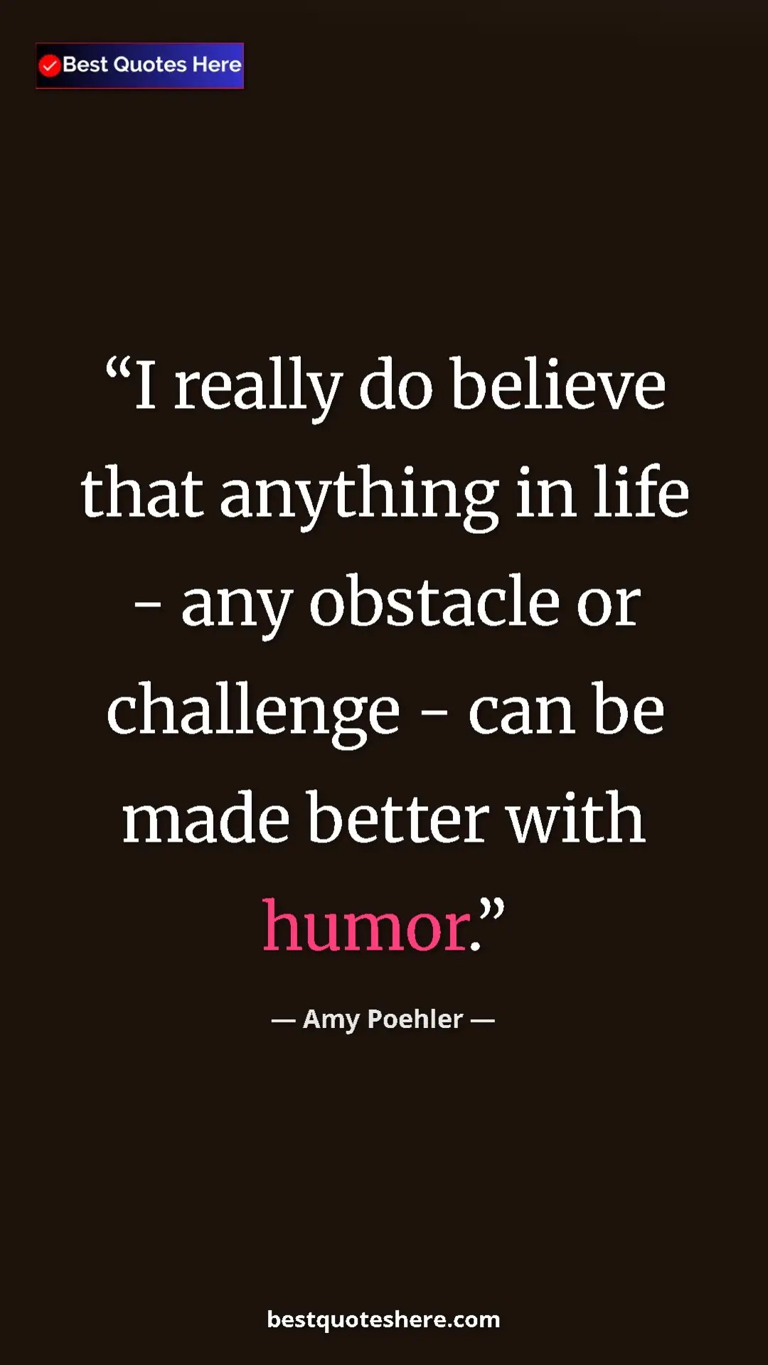 Amy Poehler Quote Card: "I really do believe that anything in life - any obstacle or..." Pinterest quote poster by Amy Poehler: "I really do believe that anything in life - any obstacle or..."