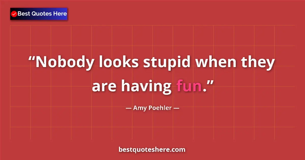 Quote by Amy Poehler: Nobody looks stupid when they are having fun....