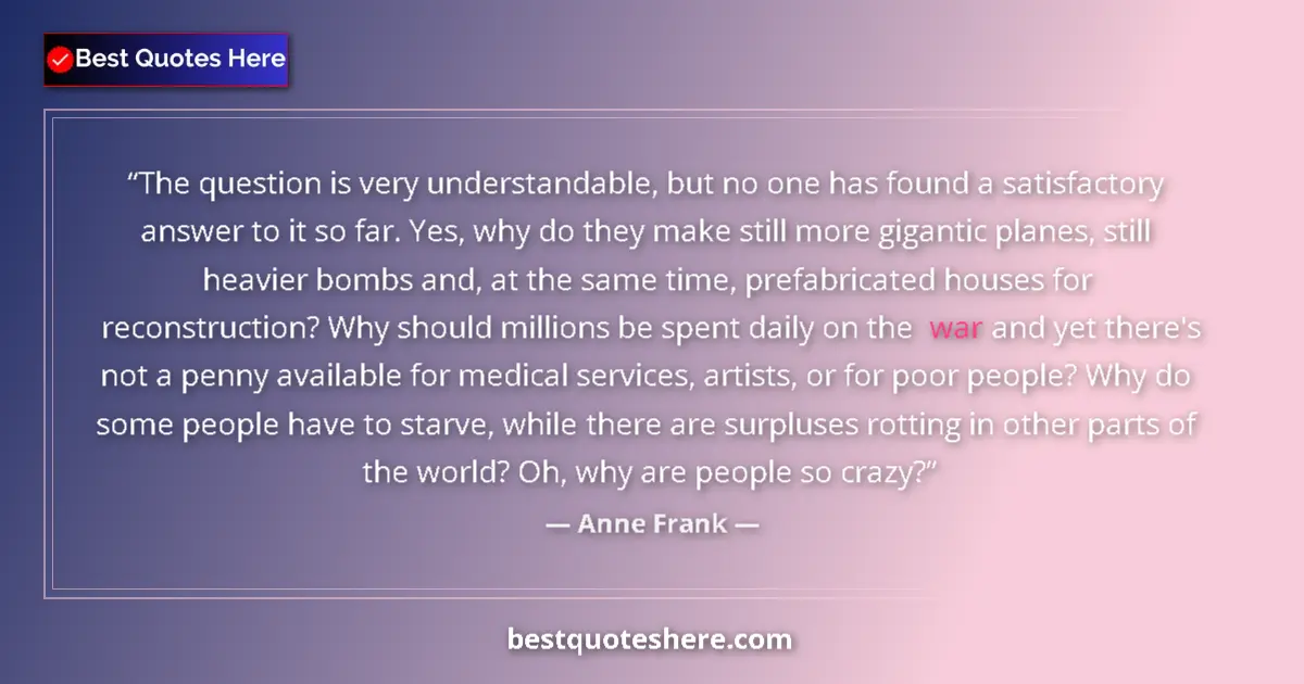Quote by Anne Frank: The question is very understandable, but no one has found a satisfactory answer to it so far. Yes, w...