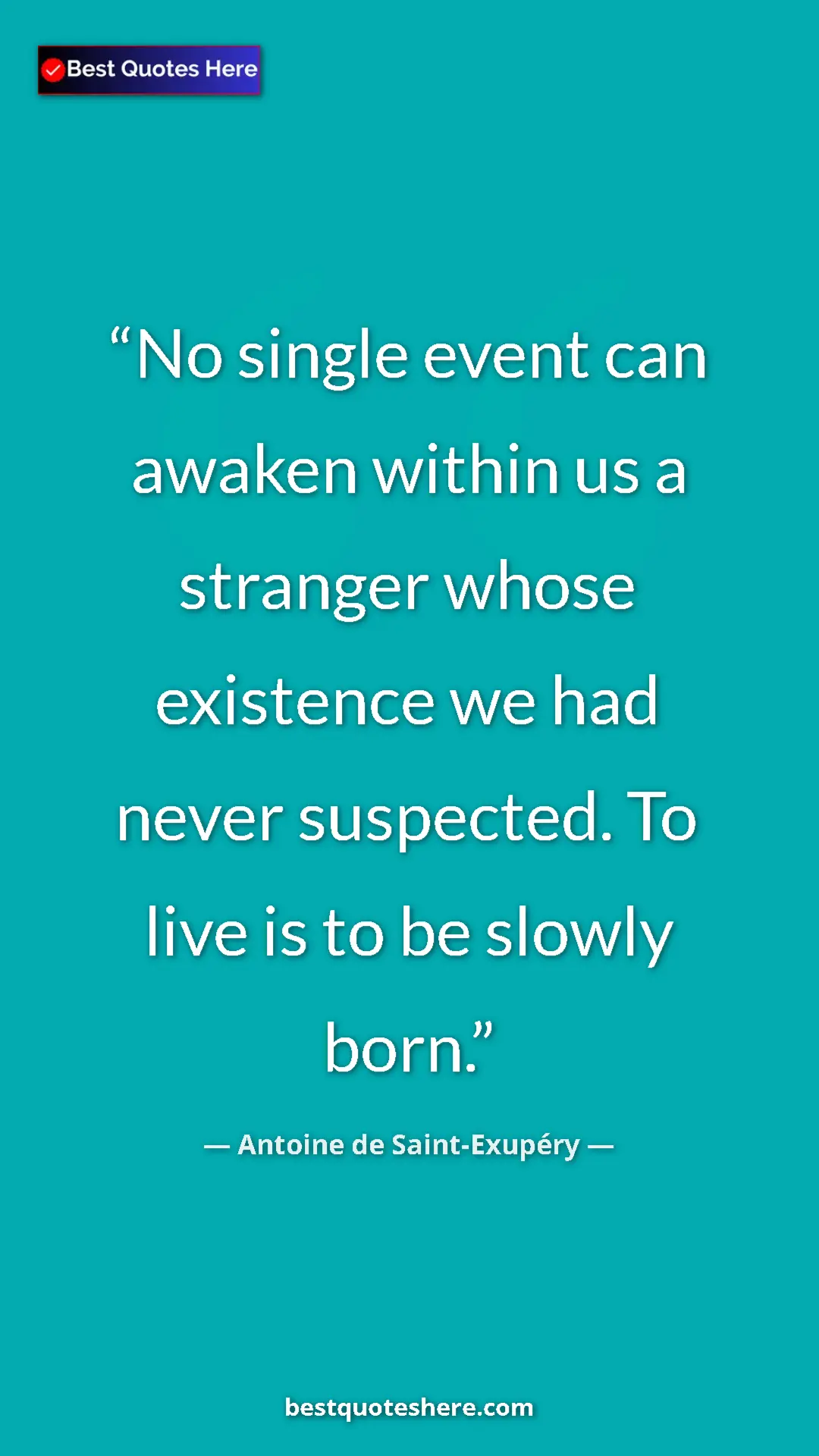Pinterest quote poster by Antoine de Saint-Exupéry: "No single event can awaken within us a stranger whose..."