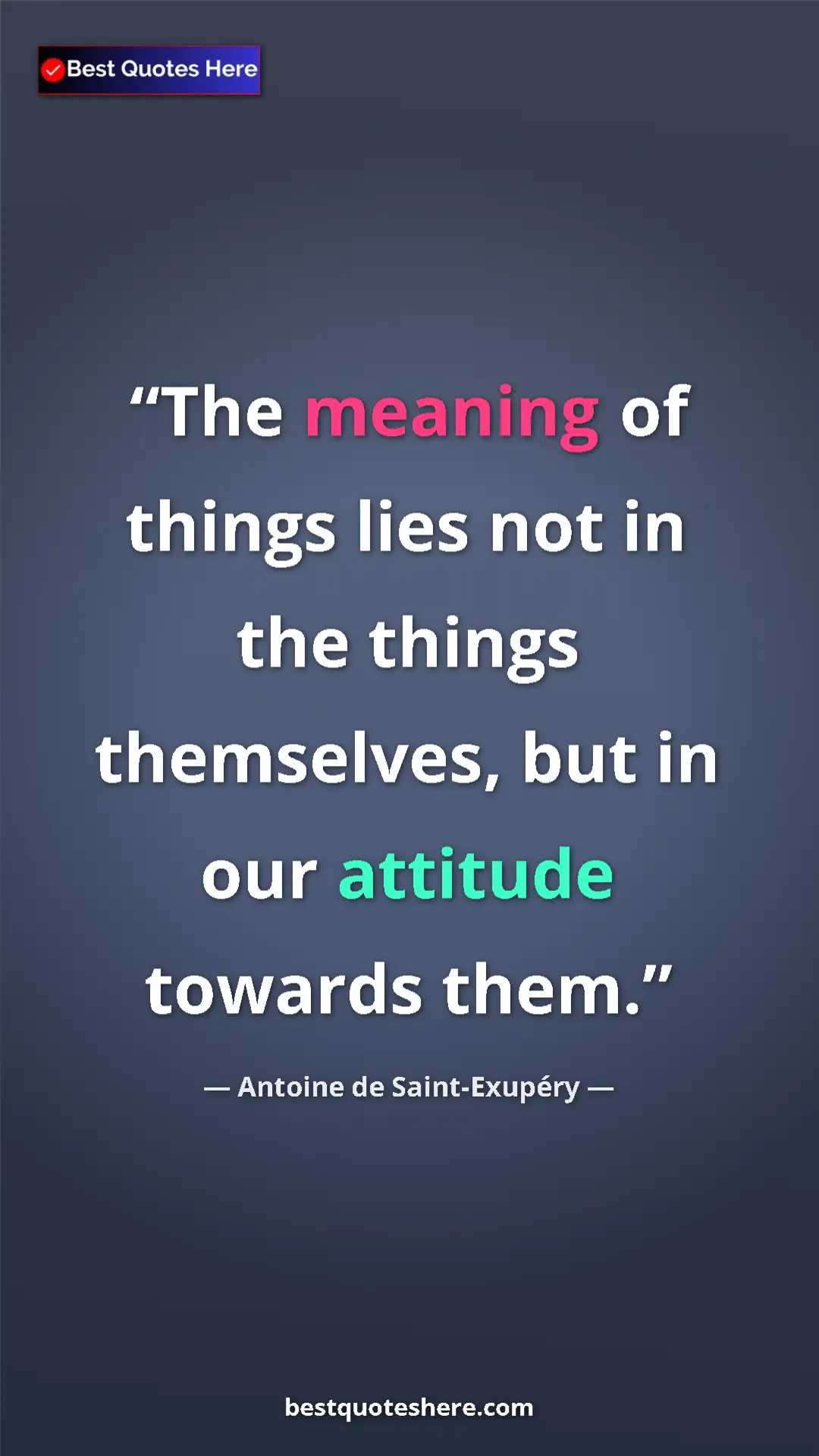 Pinterest quote poster by Antoine de Saint-Exupéry: "The meaning of things lies not in the things themselves,..."
