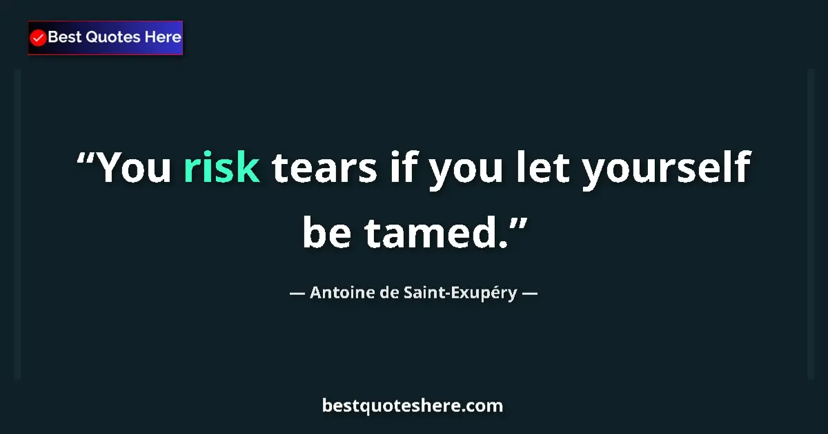 Image for the quote by Antoine De Saint Exupery: You risk tears if you let yourself be tamed....