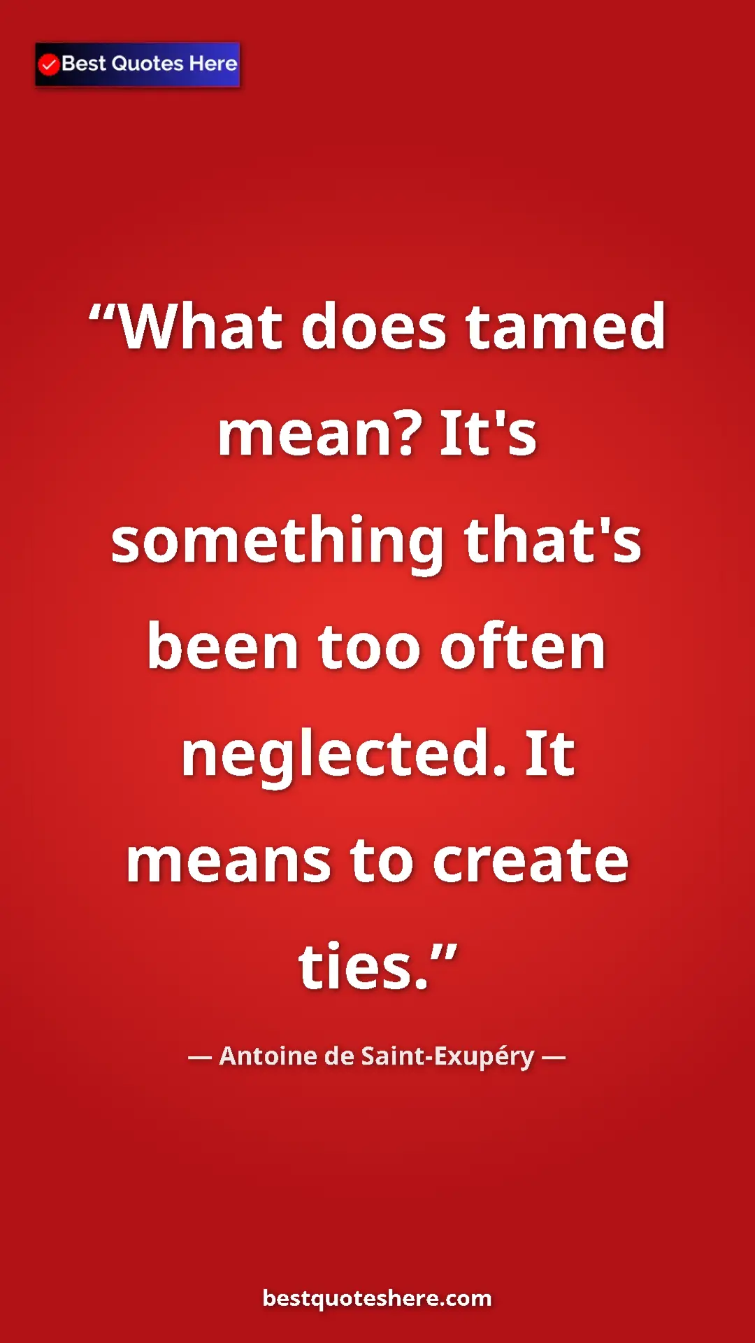 Pinterest quote poster by Antoine de Saint-Exupéry: "What does tamed mean? It's something that's been too often..."