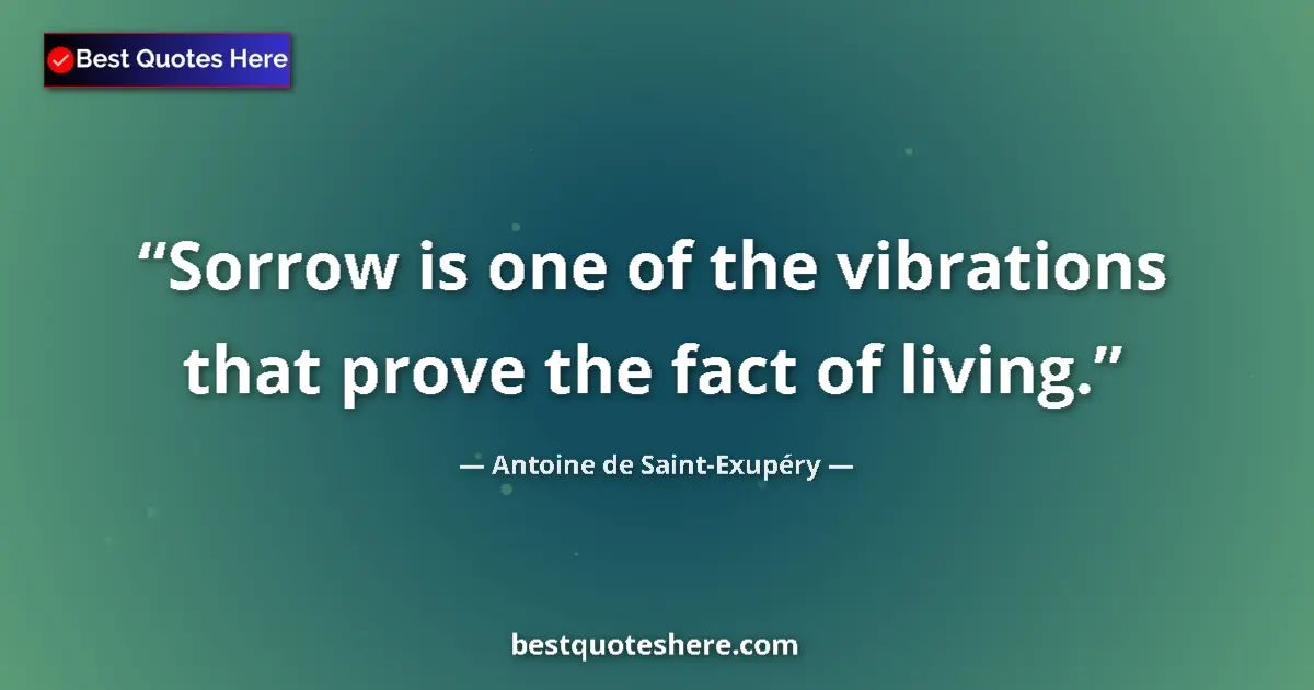 Quote by Antoine de Saint-Exupéry: Sorrow is one of the vibrations that prove the fact of living....