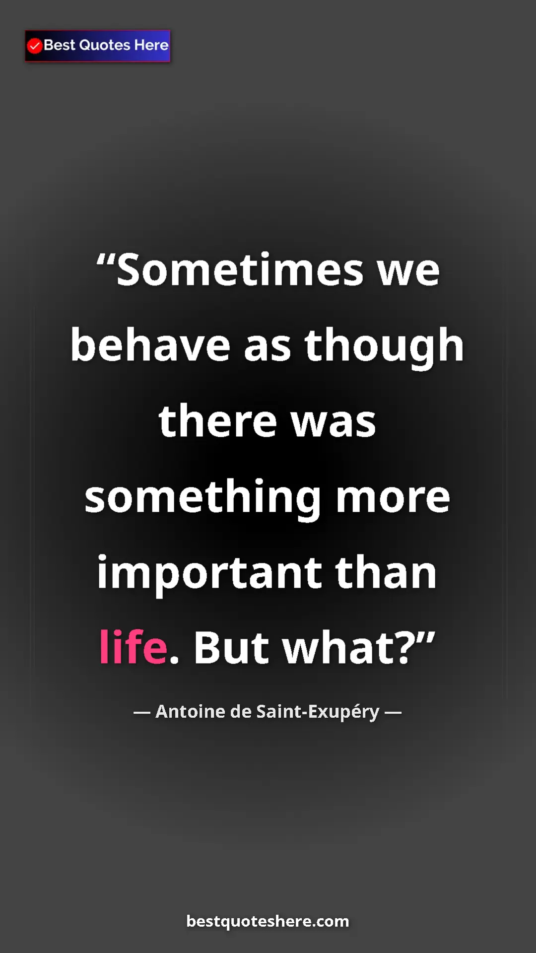 Pinterest quote poster by Antoine de Saint-Exupéry: "Sometimes we behave as though there was something more..."