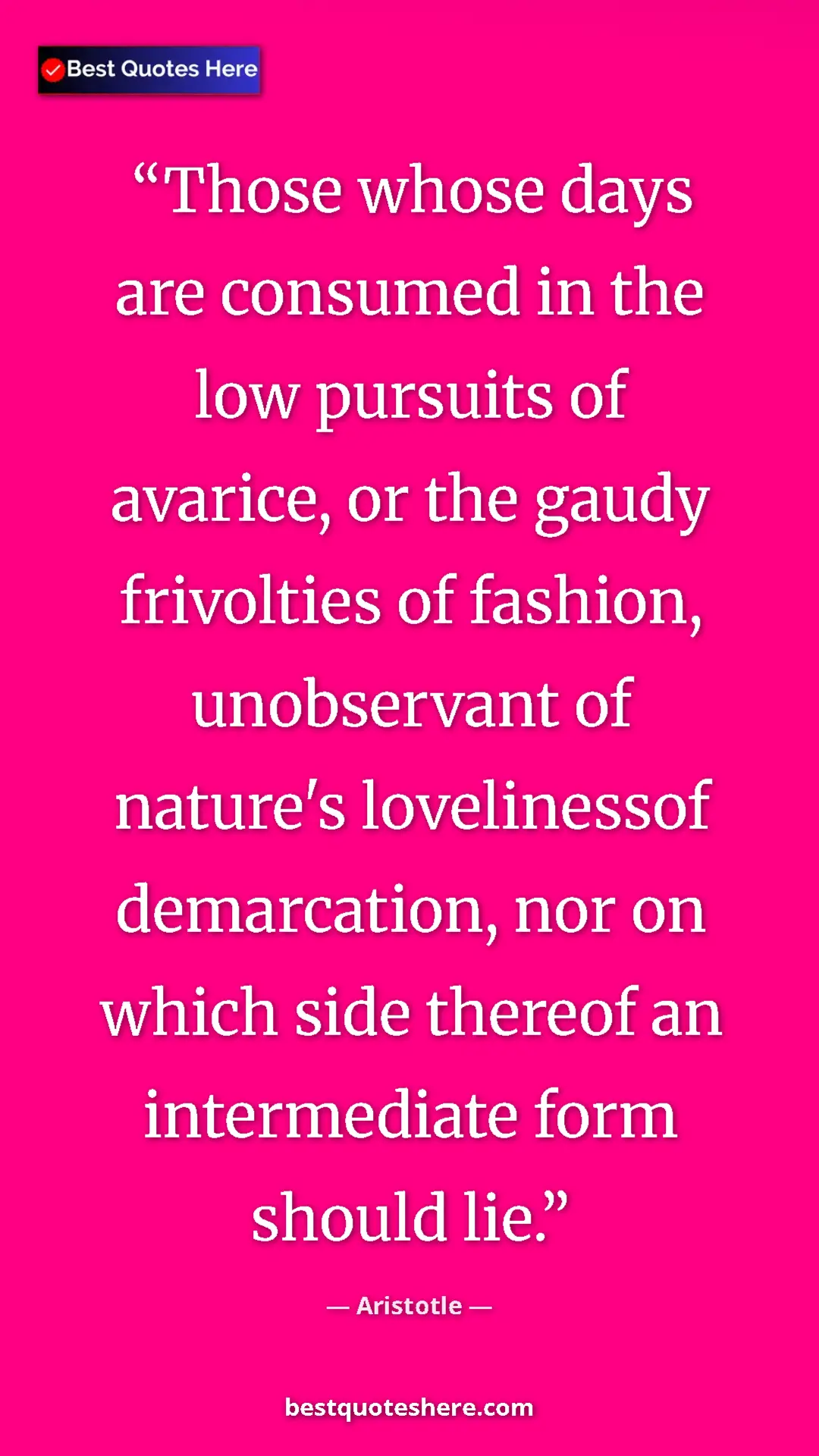 Aristotle Quote Card: "Those whose days are consumed in the low pursuits of..." Pinterest quote poster by Aristotle: "Those whose days are consumed in the low pursuits of..."