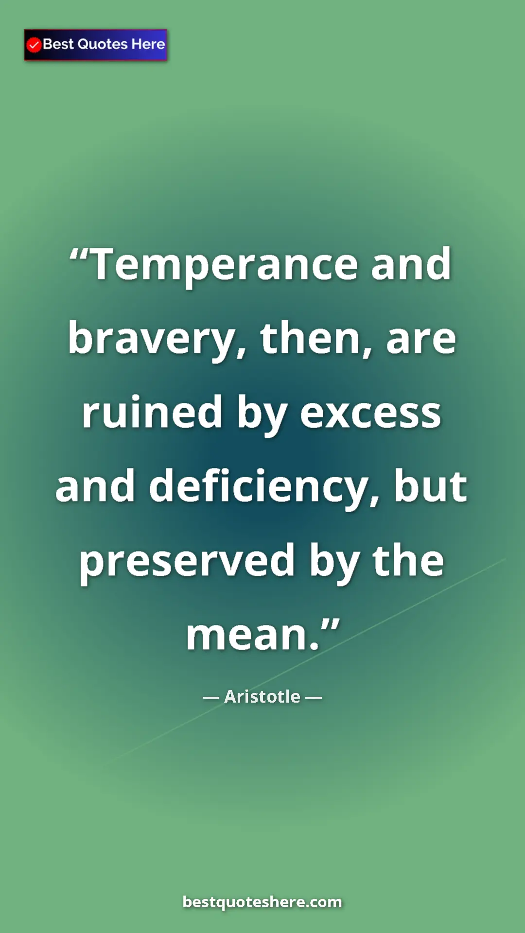 Aristotle Quote Card: "Temperance and bravery, then, are ruined by excess and..." Pinterest quote poster by Aristotle: "Temperance and bravery, then, are ruined by excess and..."