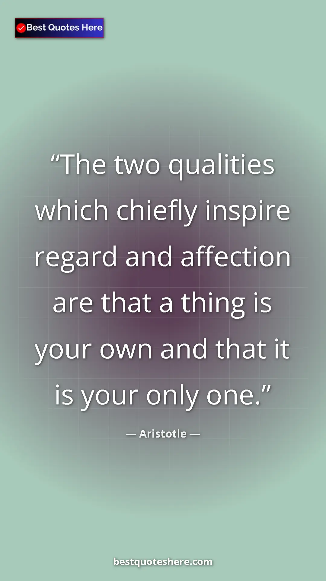 Pinterest quote poster by Aristotle: "The two qualities which chiefly inspire regard and..."
