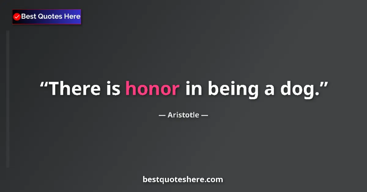 Aristotle quote: "There is honor in being a dog."