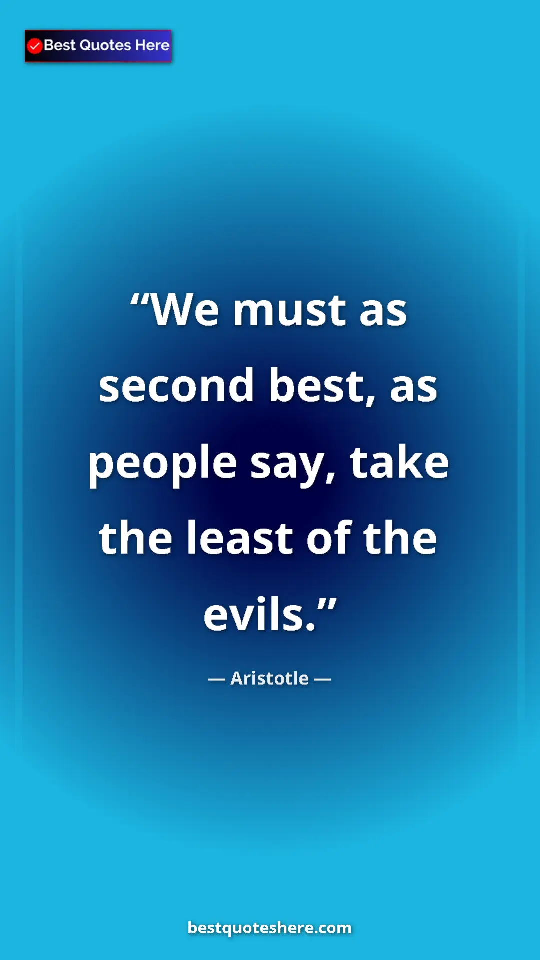 Pinterest quote poster by Aristotle: "We must as second best, as people say, take the least of..."