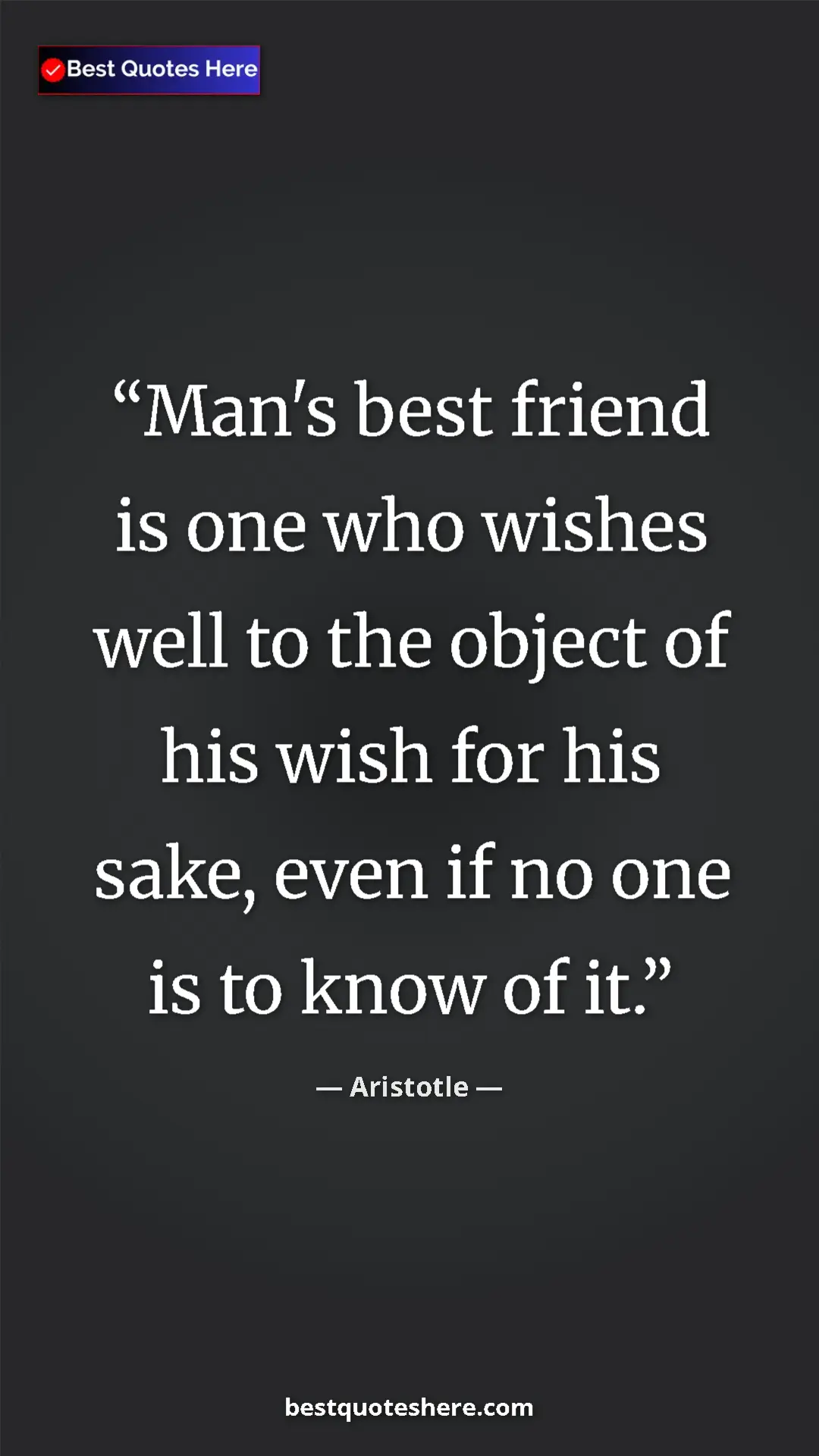 Aristotle Quote Card: "Man's best friend is one who wishes well to the object of..." Pinterest quote poster by Aristotle: "Man's best friend is one who wishes well to the object of..."