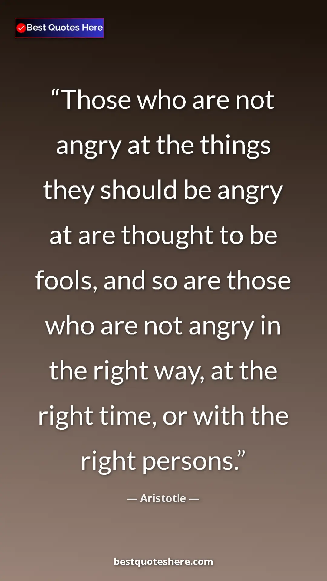 Aristotle Quote Card: "Those who are not angry at the things they should be angry..." Pinterest quote poster by Aristotle: "Those who are not angry at the things they should be angry..."