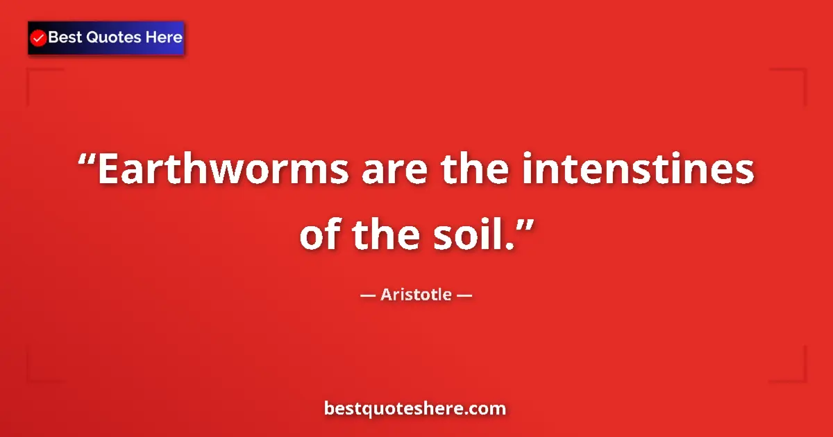Quote by Aristotle: Earthworms are the intenstines of the soil....