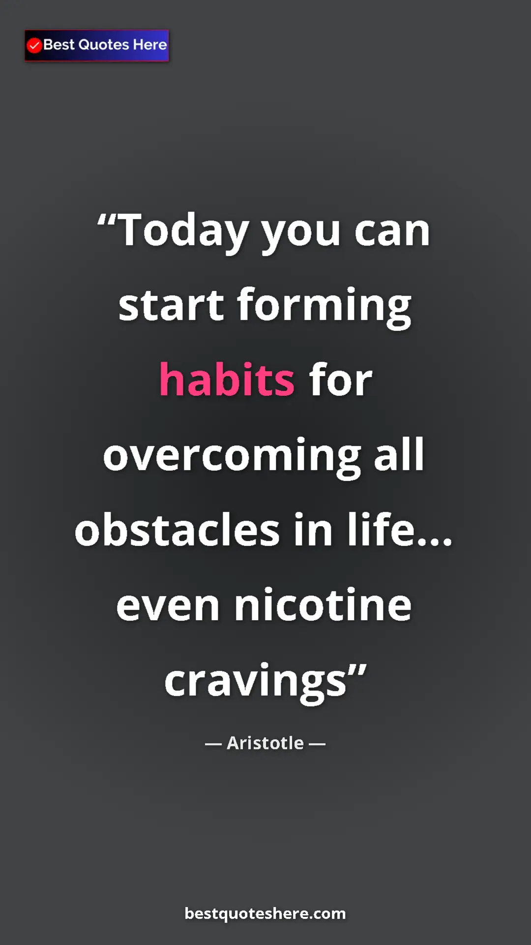 Aristotle Quote Card: "Today you can start forming habits for overcoming all..." Pinterest quote poster by Aristotle: "Today you can start forming habits for overcoming all..."