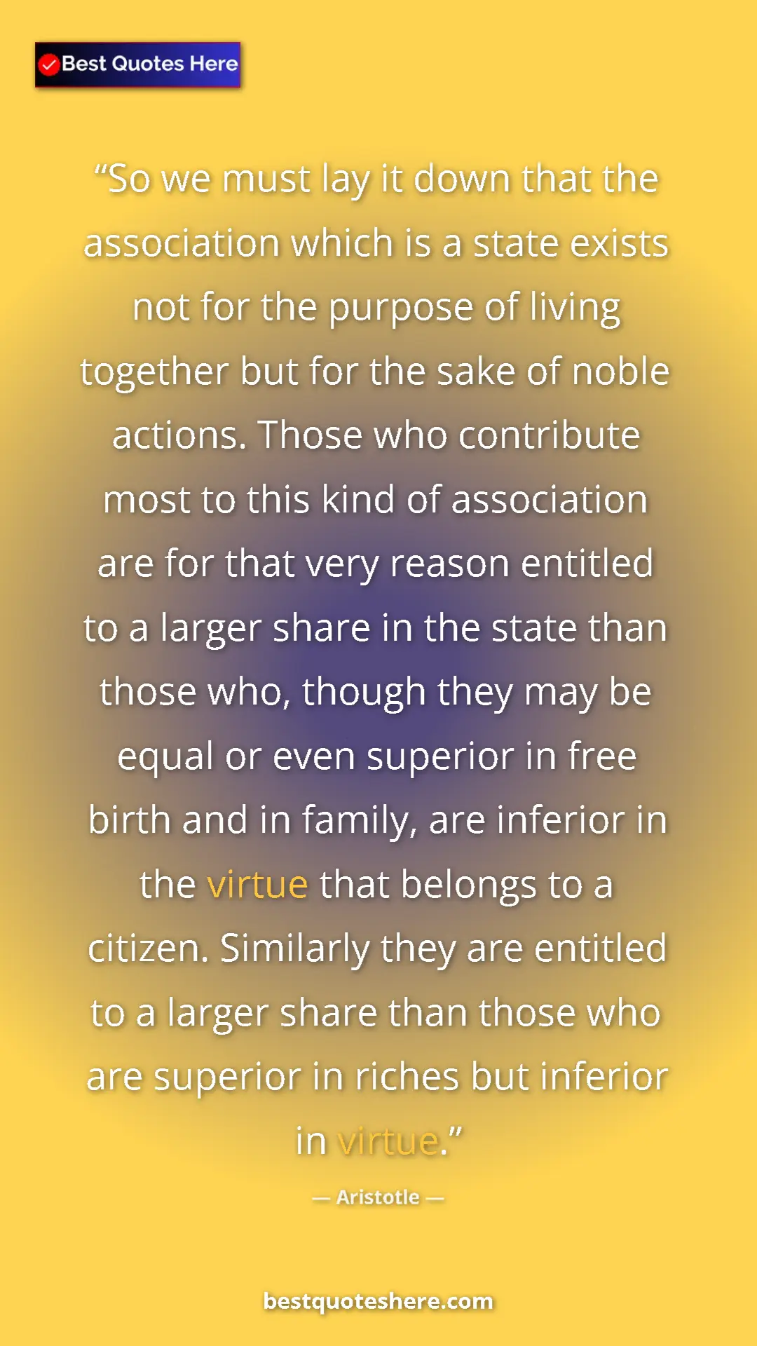 Pinterest quote poster by Aristotle: "So we must lay it down that the association which is a..."