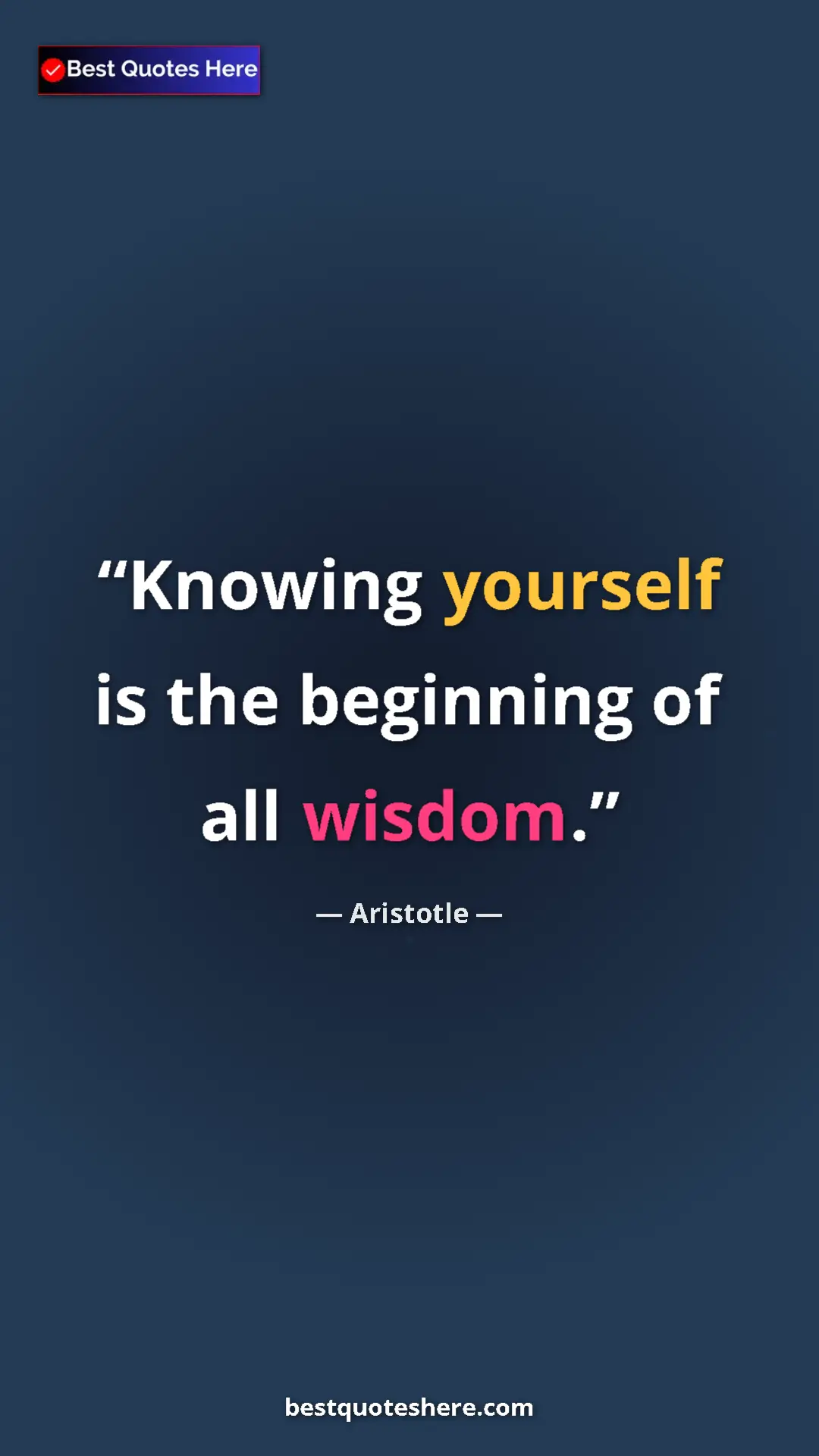Aristotle Quote Card: "Knowing yourself is the beginning of all wisdom." Pinterest quote poster by Aristotle: "Knowing yourself is the beginning of all wisdom."