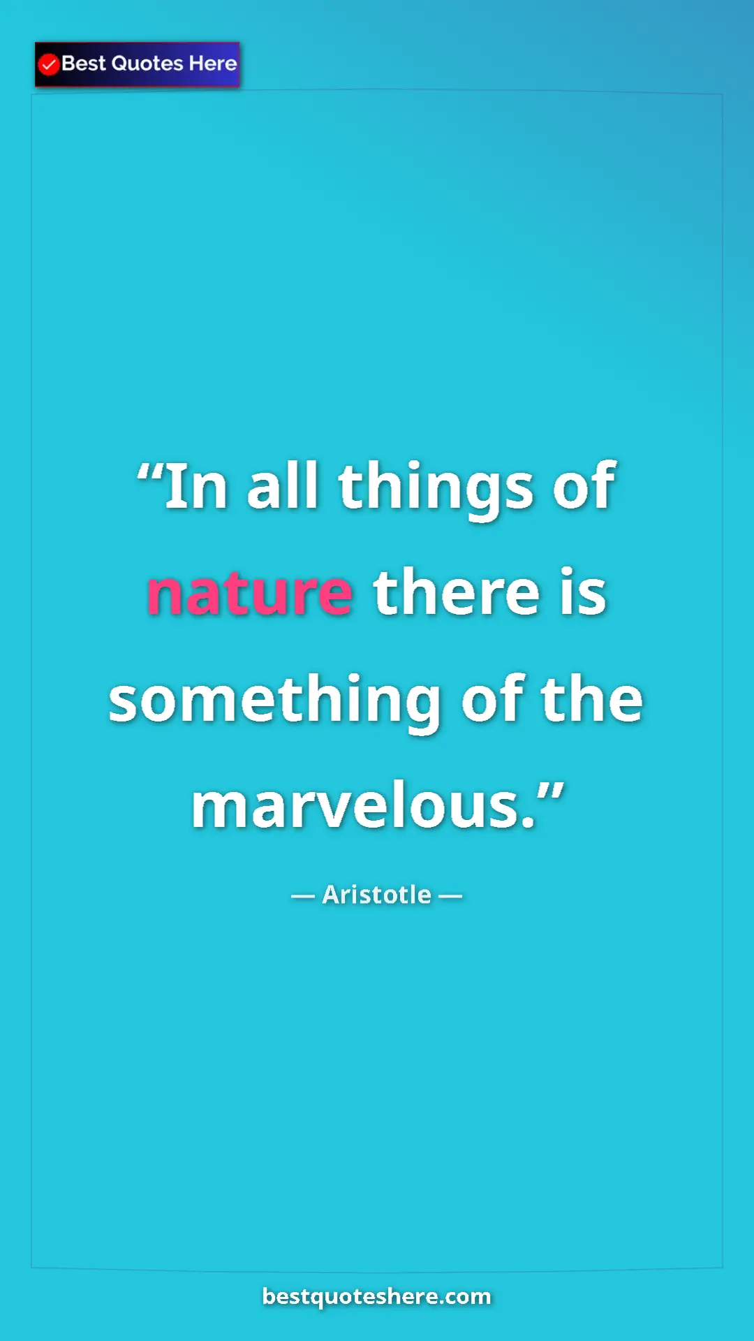 Aristotle Quote Card: "In all things of nature there is something of the marvelous." Pinterest quote poster by Aristotle: "In all things of nature there is something of the marvelous."