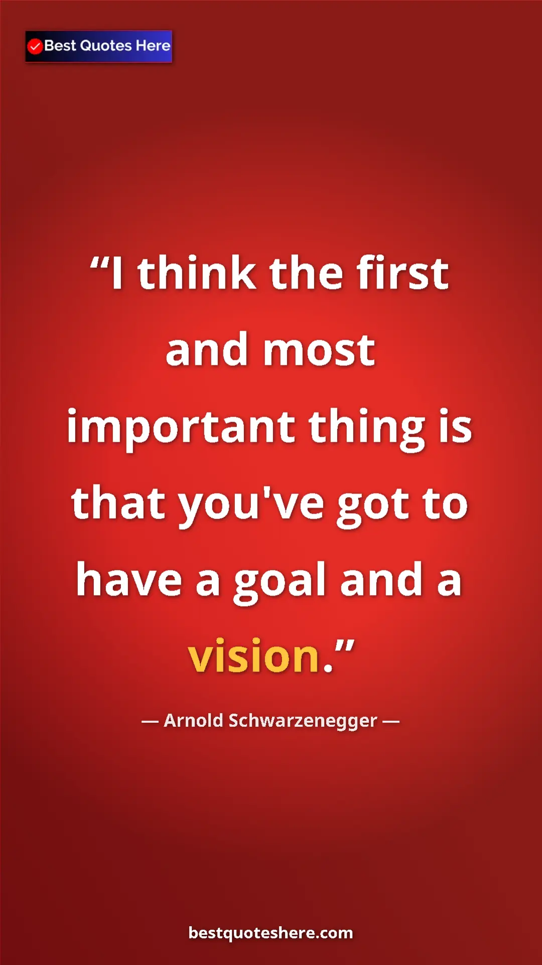 Pinterest quote poster by Arnold Schwarzenegger: "I think the first and most important thing is that you've..."