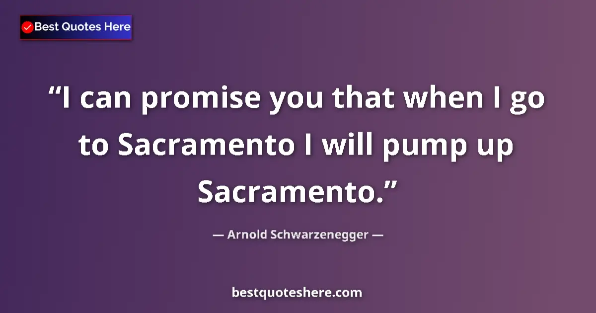 Quote by Arnold Schwarzenegger: I can promise you that when I go to Sacramento I w