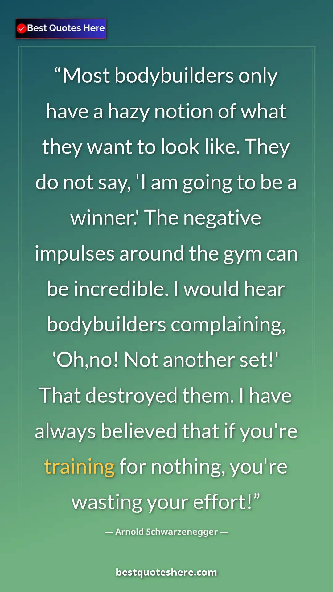 Arnold Schwarzenegger Quote Card: "Most bodybuilders only have a hazy notion of what they want " Pinterest quote poster by Arnold Schwarzenegger: "Most bodybuilders only have a hazy notion of what they want "