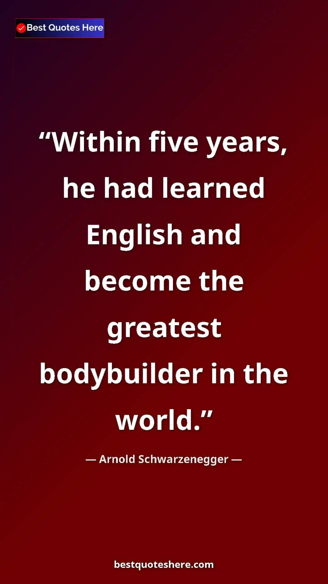 Pinterest quote poster by Arnold Schwarzenegger: "Within five years, he had learned English and become the..."