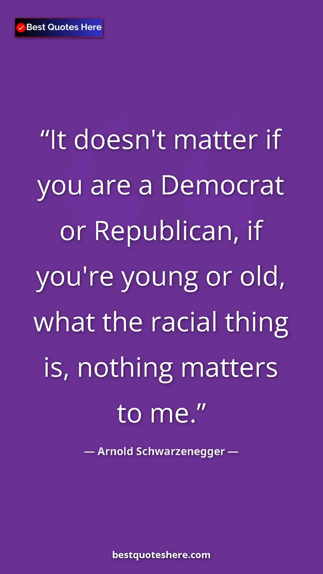 Pinterest quote poster by Arnold Schwarzenegger: "It doesn't matter if you are a Democrat or Republican, if..."