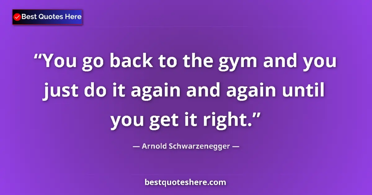 Quote by Arnold Schwarzenegger: You go back to the gym and you just do it again and again until you get it right....