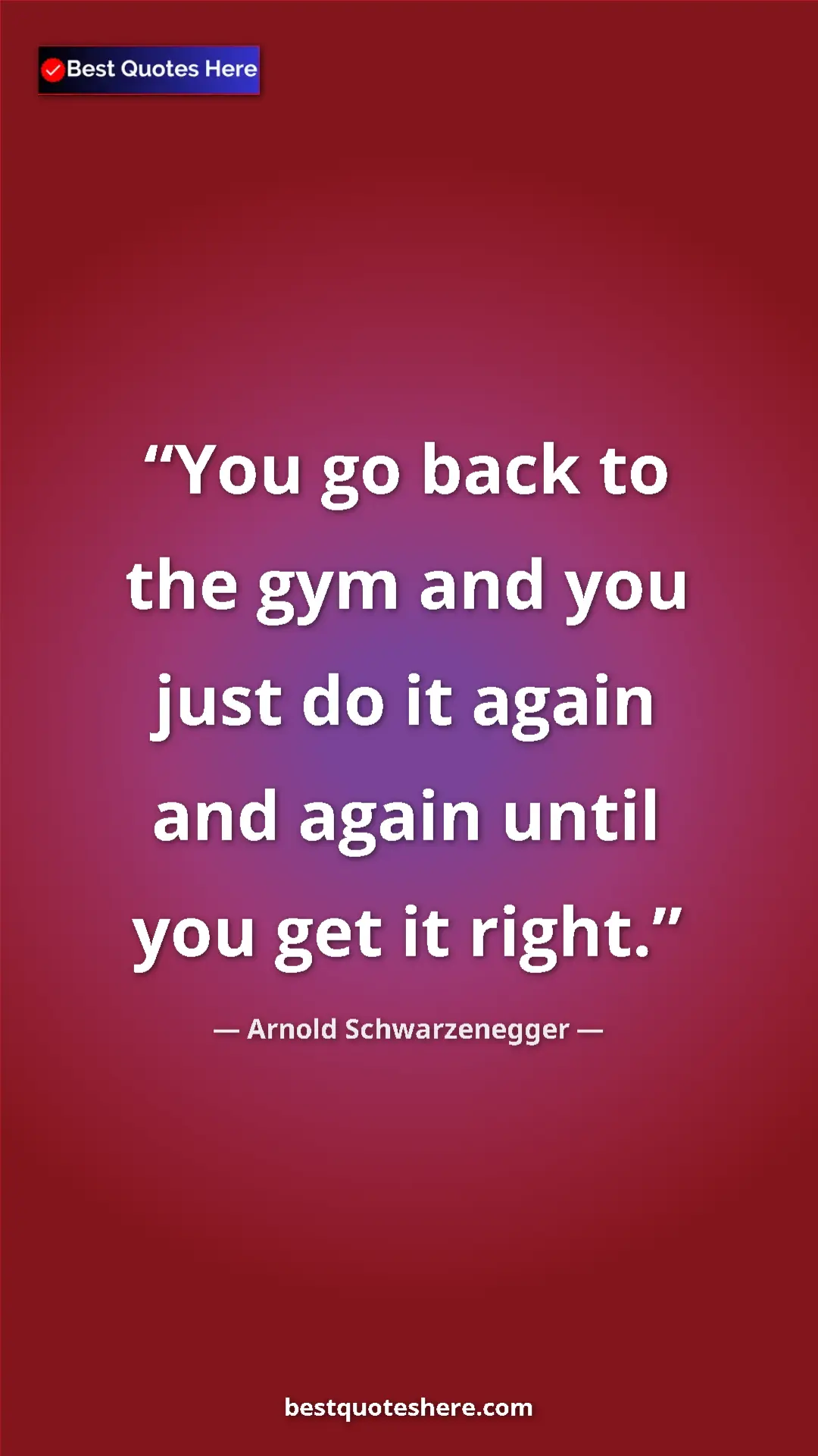 Pinterest quote poster by Arnold Schwarzenegger: "You go back to the gym and you just do it again and again..."