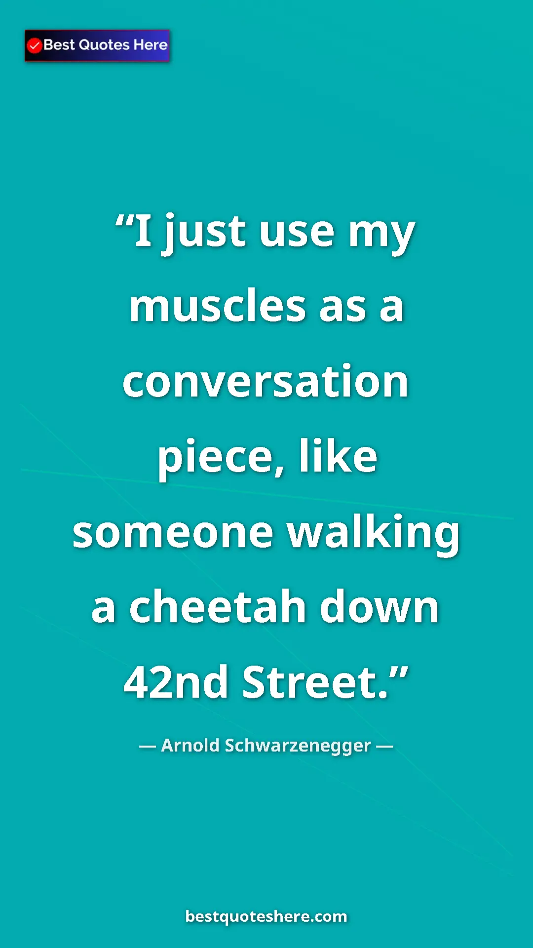 Pinterest quote poster by Arnold Schwarzenegger: "I just use my muscles as a conversation piece, like someone..."