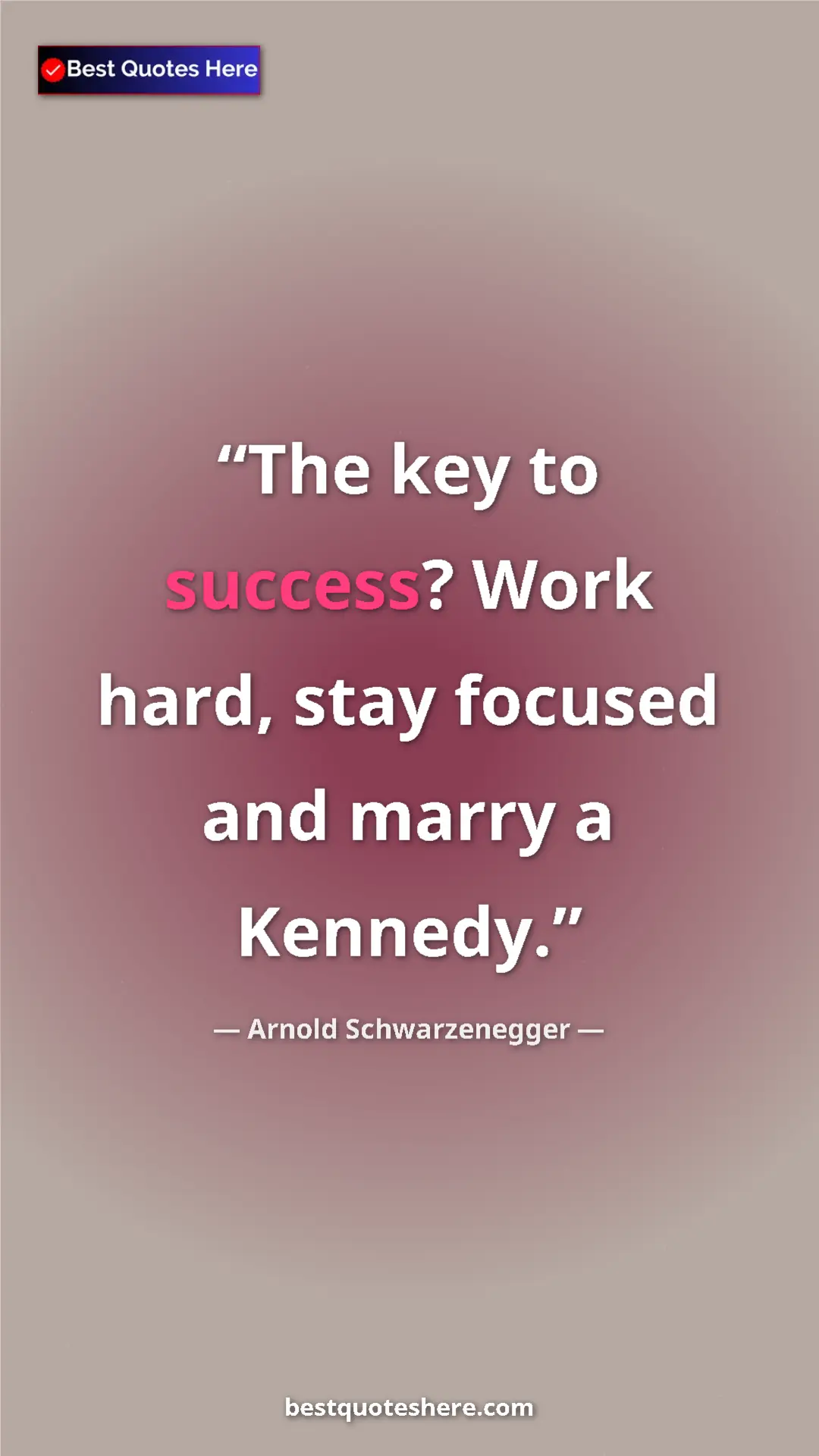 Pinterest quote poster by Arnold Schwarzenegger: "The key to success? Work hard, stay focused and marry a..."