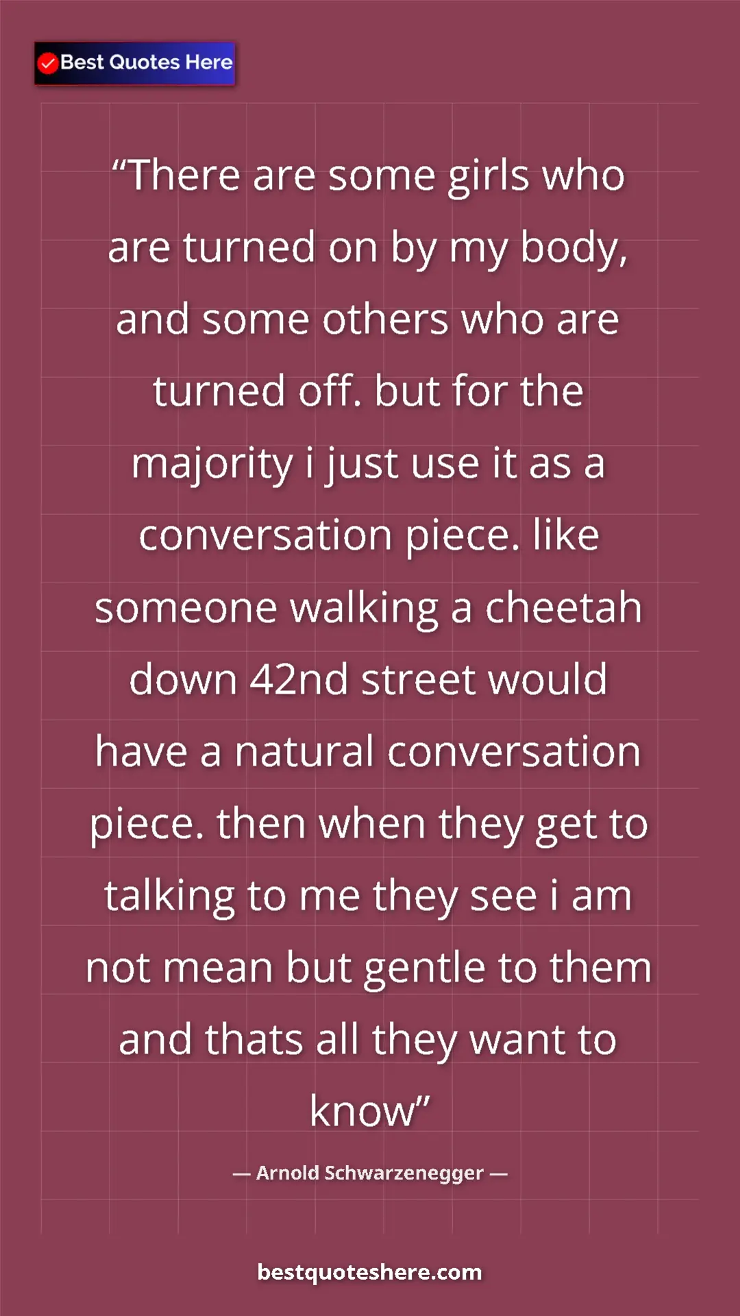 Pinterest quote poster by Arnold Schwarzenegger: "There are some girls who are turned on by my body, and some..."