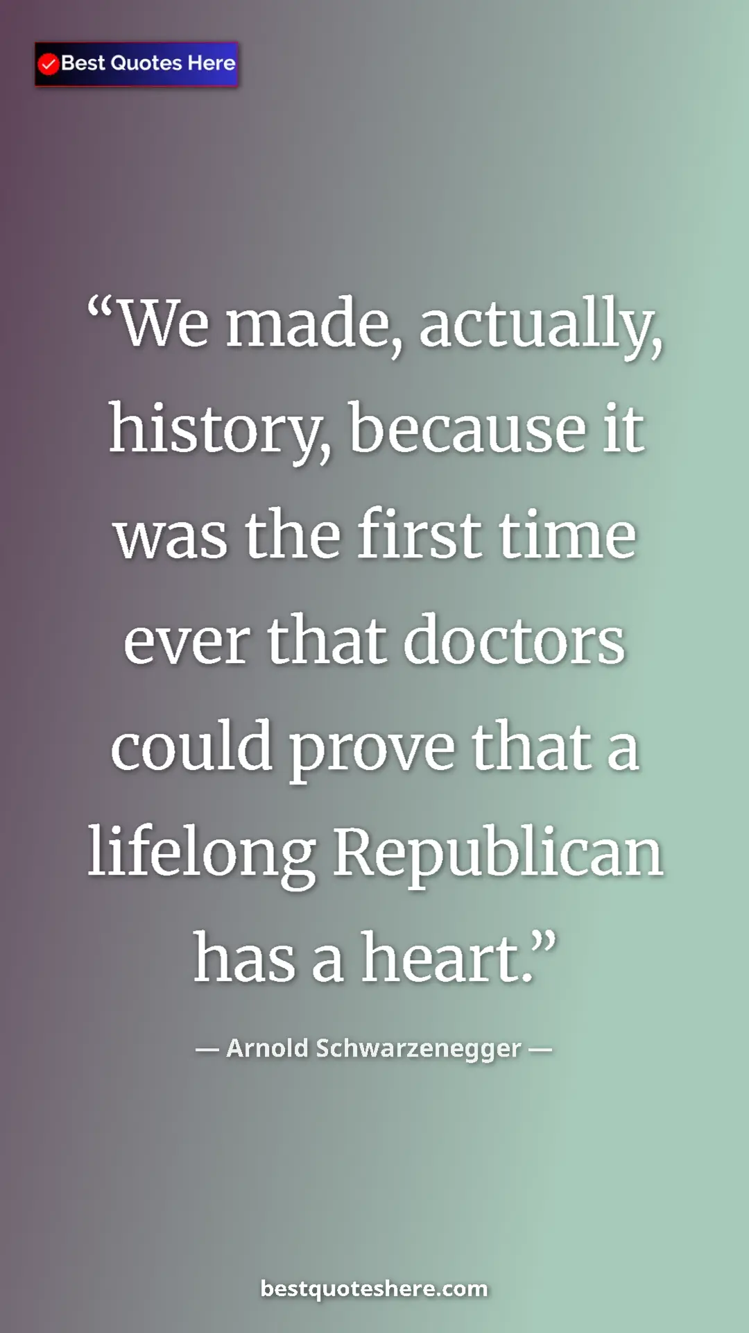 Pinterest quote poster by Arnold Schwarzenegger: "We made, actually, history, because it was the first time..."