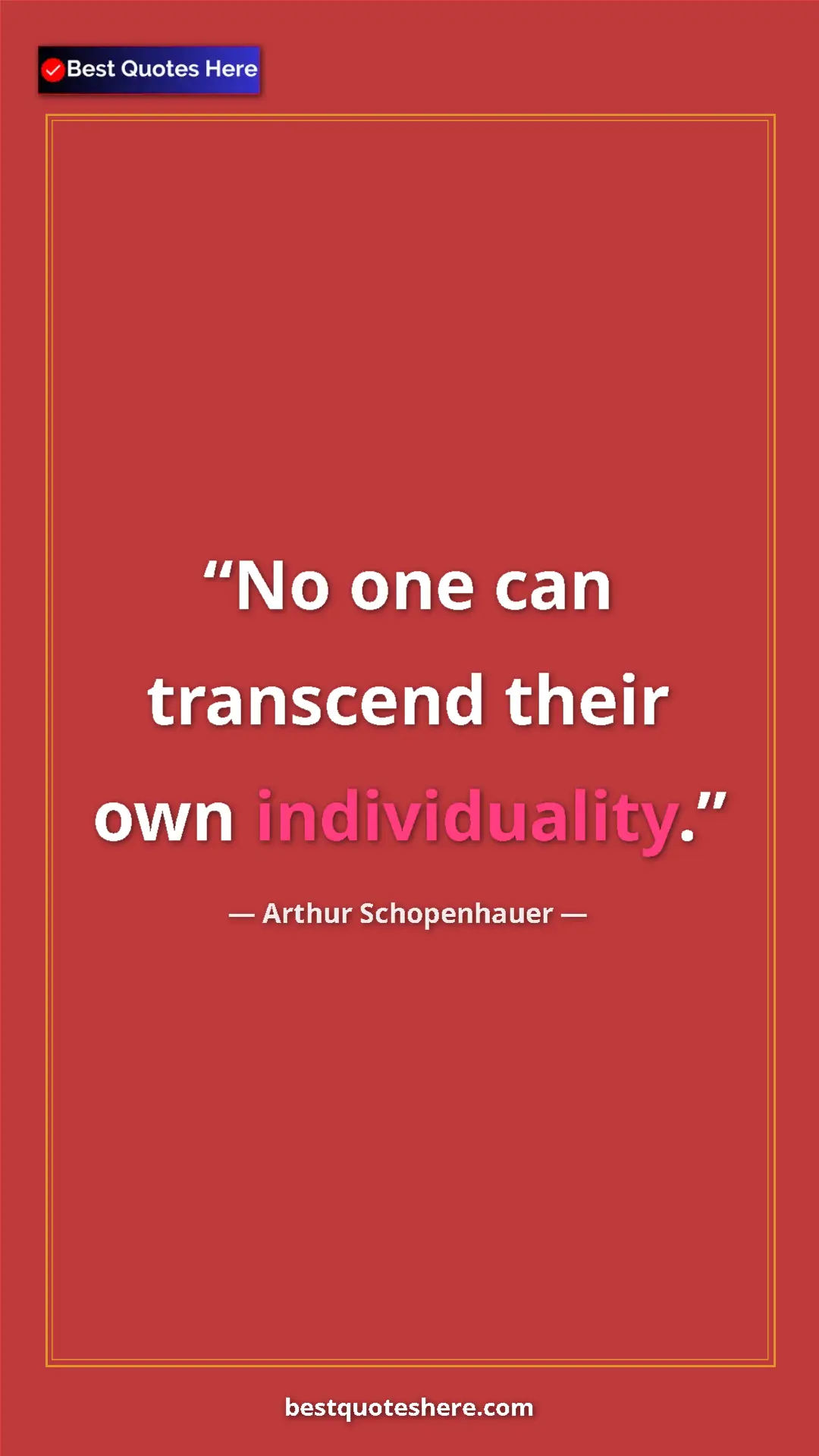 Pinterest quote poster by Arthur Schopenhauer: "No one can transcend their own individuality."