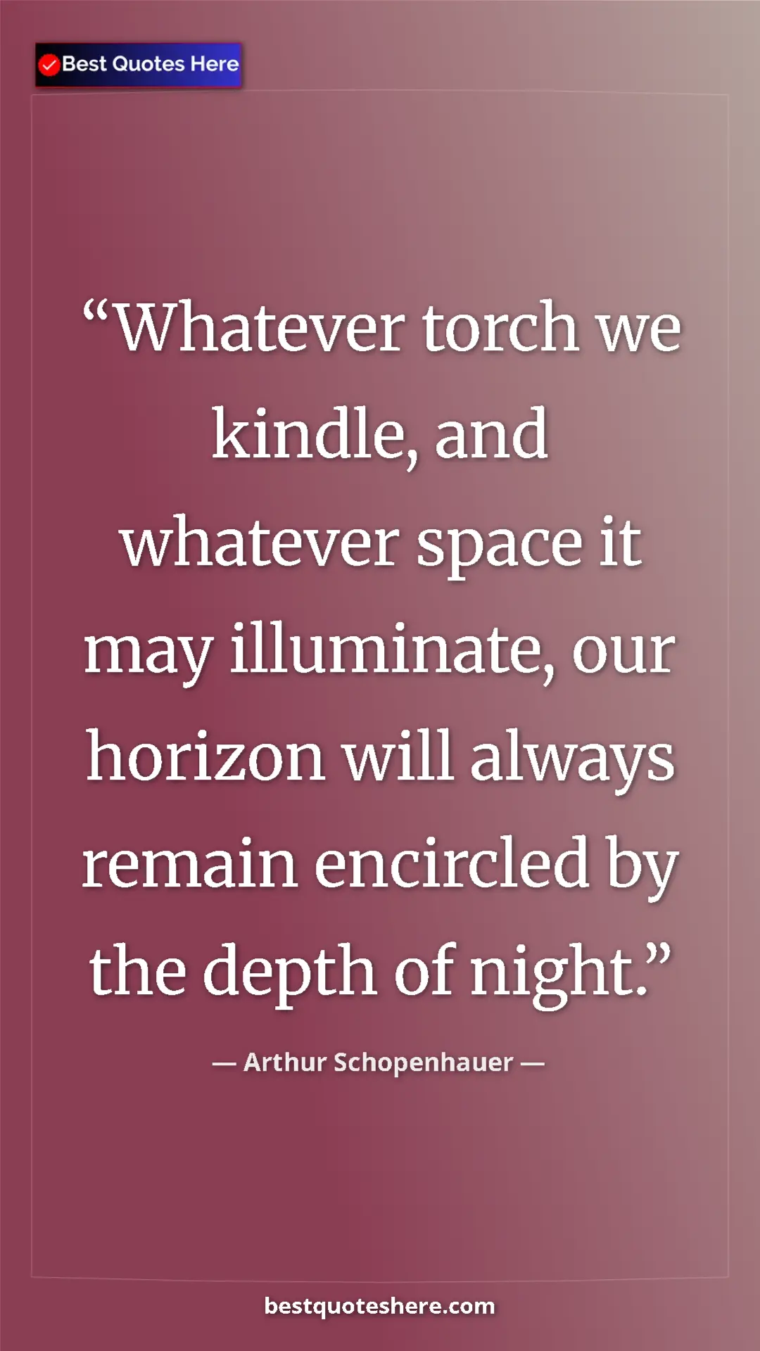 Pinterest quote poster by Arthur Schopenhauer: "Whatever torch we kindle, and whatever space it may..."