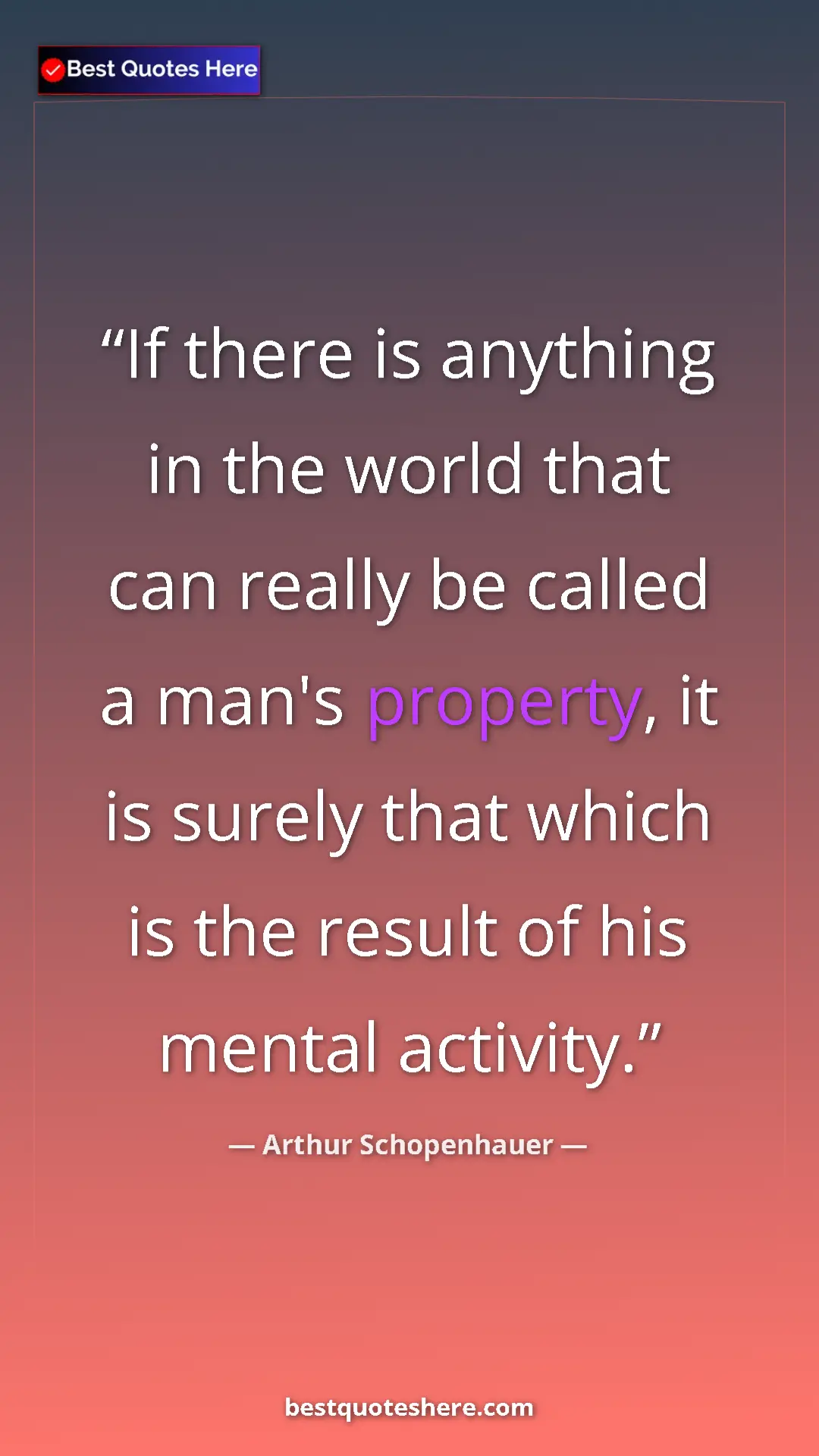 Pinterest quote poster by Arthur Schopenhauer: "If there is anything in the world that can really be called..."