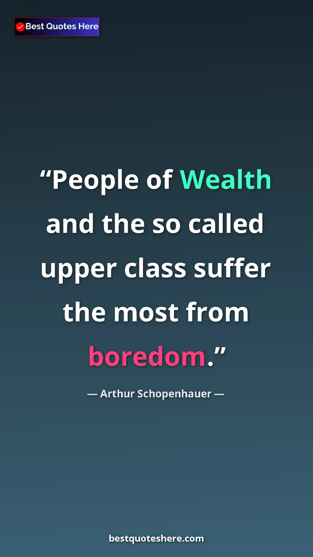 Pinterest quote poster by Arthur Schopenhauer: "People of Wealth and the so called upper class suffer the..."