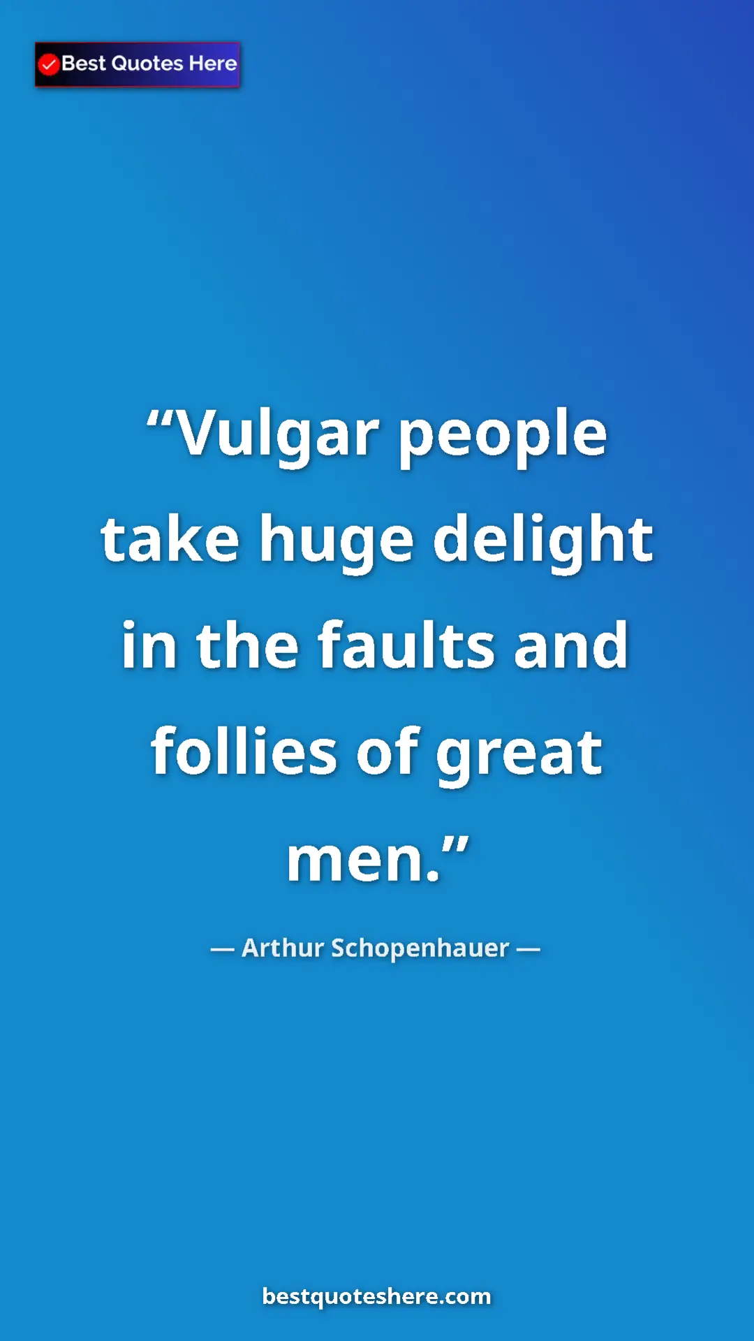 Pinterest quote poster by Arthur Schopenhauer: "Vulgar people take huge delight in the faults and follies..."