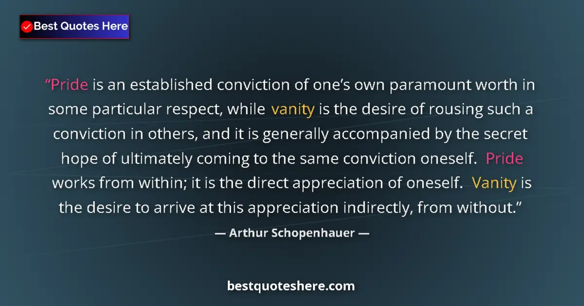 Arthur Schopenhauer Quote: "Pride is an established conviction of one’s own paramount..." Arthur Schopenhauer quote: "Pride is an established conviction of one’s own paramount..."