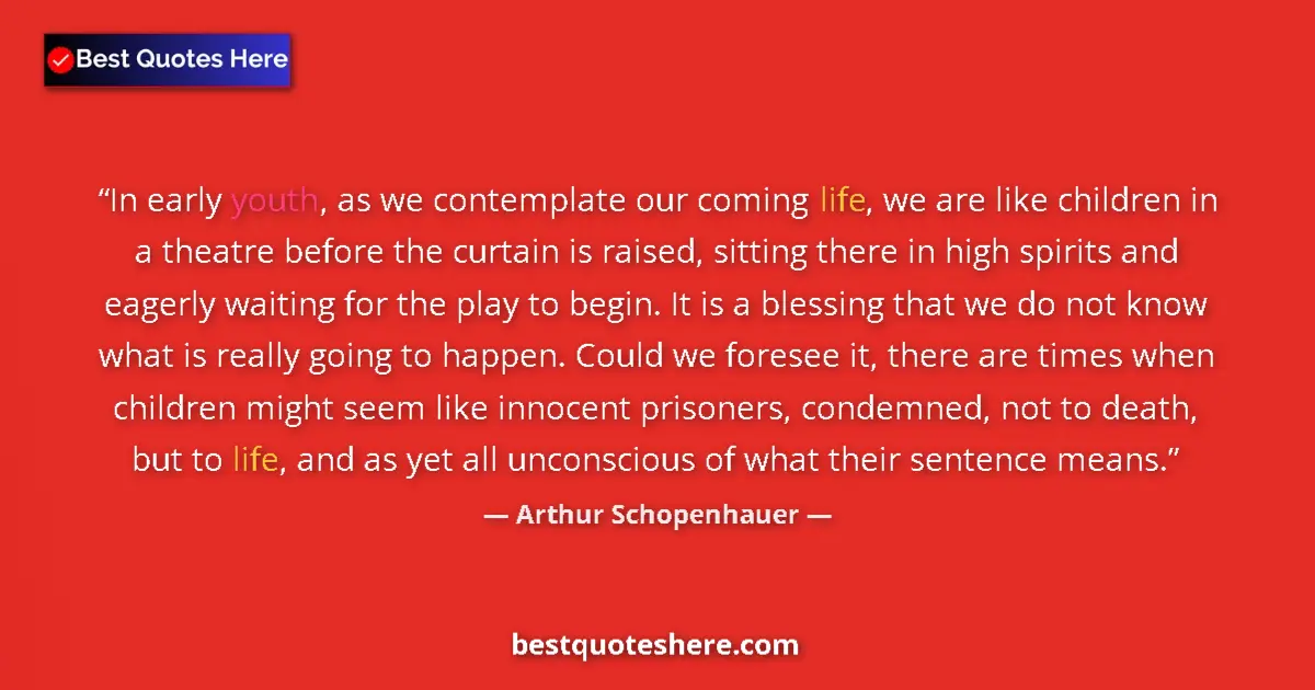 Arthur Schopenhauer quote: "In early youth, as we contemplate our coming life, we are..."