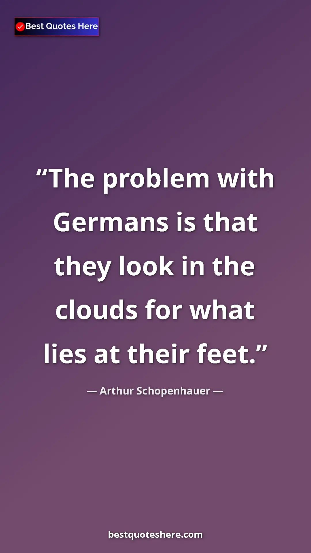 Pinterest quote poster by Arthur Schopenhauer: "The problem with Germans is that they look in the clouds..."